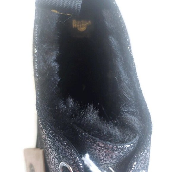 Dr Martens 1461 Quad Fur Lined Platform Shoes Womens Sz 7 Black Silver Metallic - Picture 3 of 9